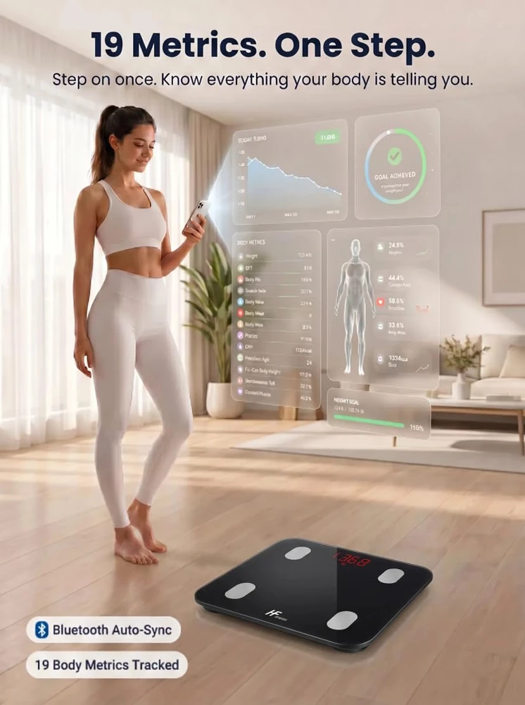 HomeFashion išmaniosios kūno sudėties svarstyklės Bluetooth, 180 kg, 8028