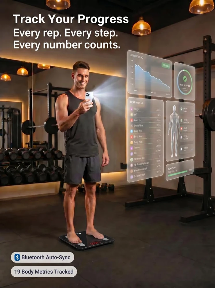 HomeFashion išmaniosios kūno sudėties svarstyklės Bluetooth, 180 kg, 8028