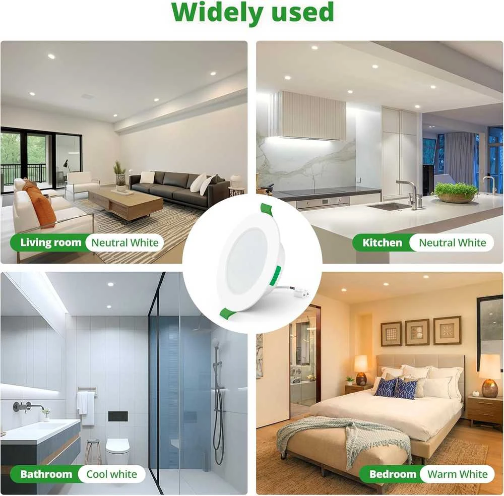 HOMEOW įleidžiamų LED šviestuvų komplektas, 7 W, 600 lm, reguliuojama spalva, IP44, 6 vnt.