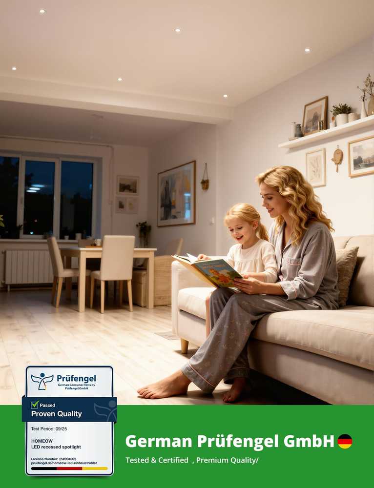 HOMEOW įleidžiamų LED šviestuvų komplektas, 5 W, 230 V, reguliuojamas apšvietimas, 68–80 mm, 6 vnt., nikeliuotas