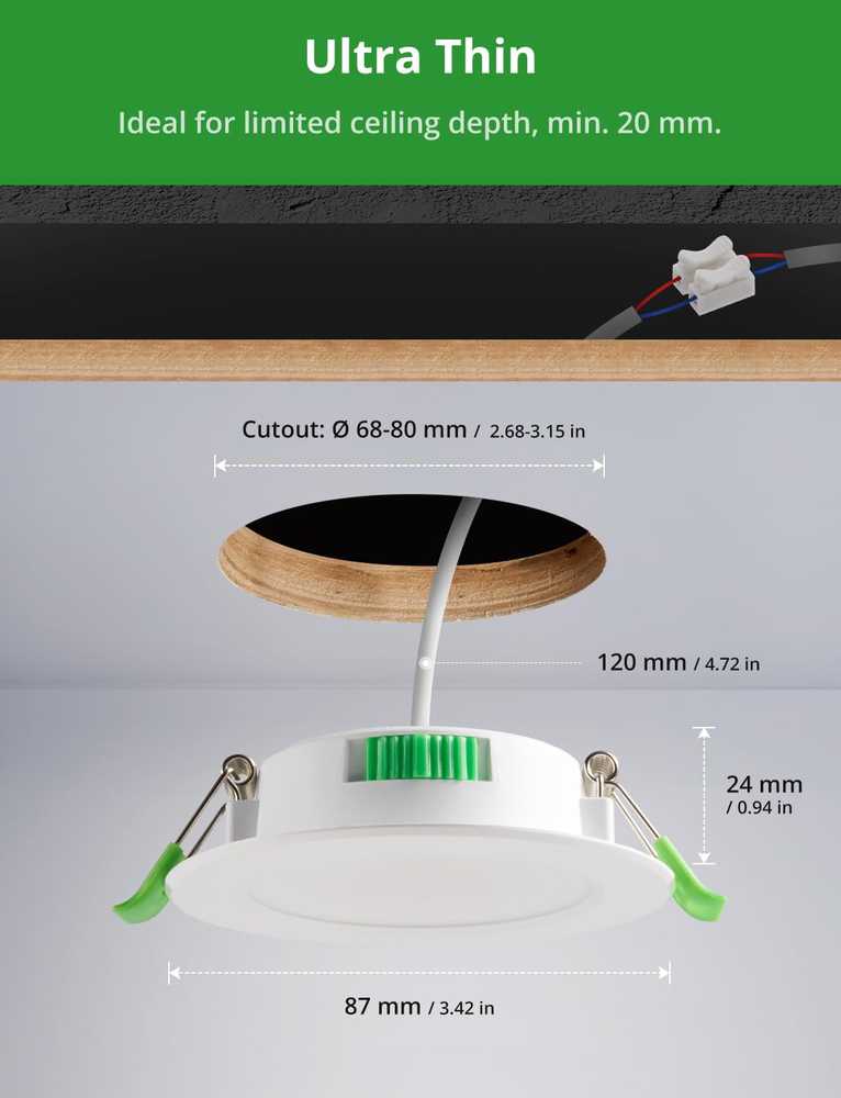 HOMEOW įleidžiamų LED šviestuvų komplektas, 5 W, 400 lm, 3 šviesos temperatūros, 10 vnt.