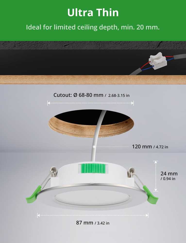 HOMEOW įleidžiamų LED šviestuvų komplektas, 5 W, 230 V, reguliuojamas apšvietimas, 68–80 mm, 6 vnt., nikeliuotas