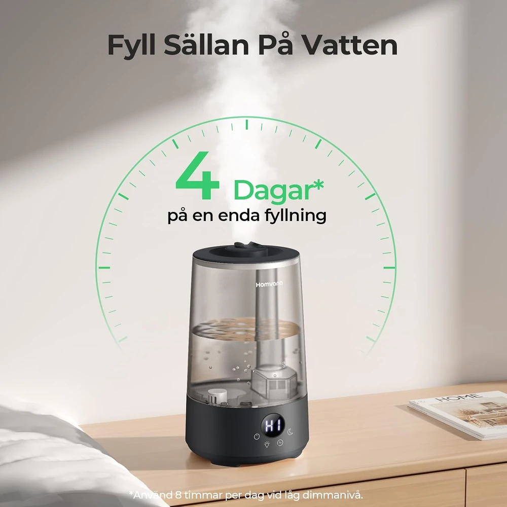 Homvana oro drėkintuvas 3,6 l su aromaterapija, tylaus veikimo 16 dB, H101