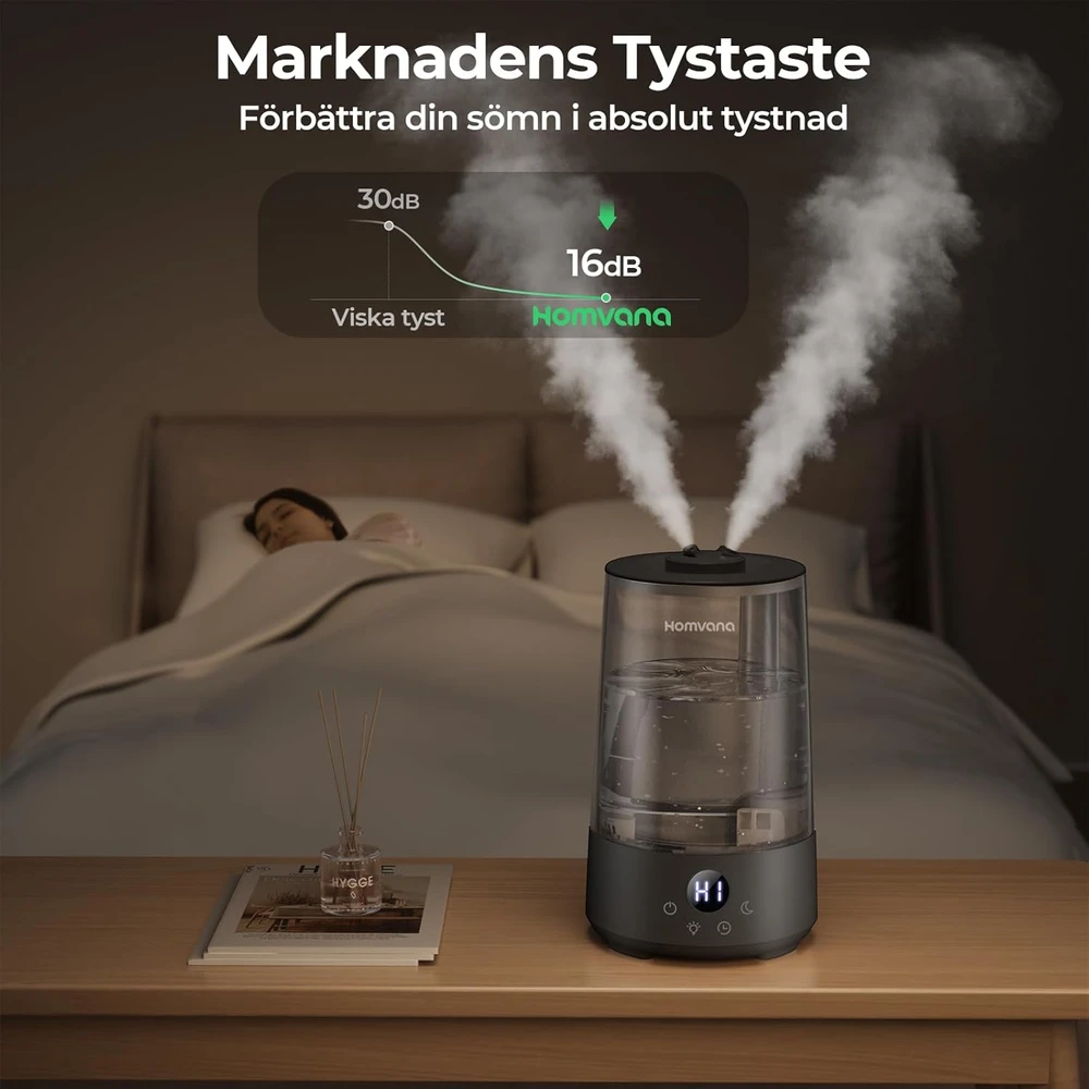 Homvana oro drėkintuvas 3,6 l su aromaterapija, tylaus veikimo 16 dB, H101