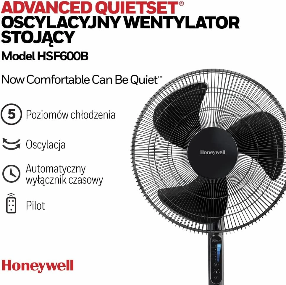 Kondicionierius Honeywell grindų ventiliatorius su osciliacija, 5 greičiai, nuotolinis valdymas, HSF600B