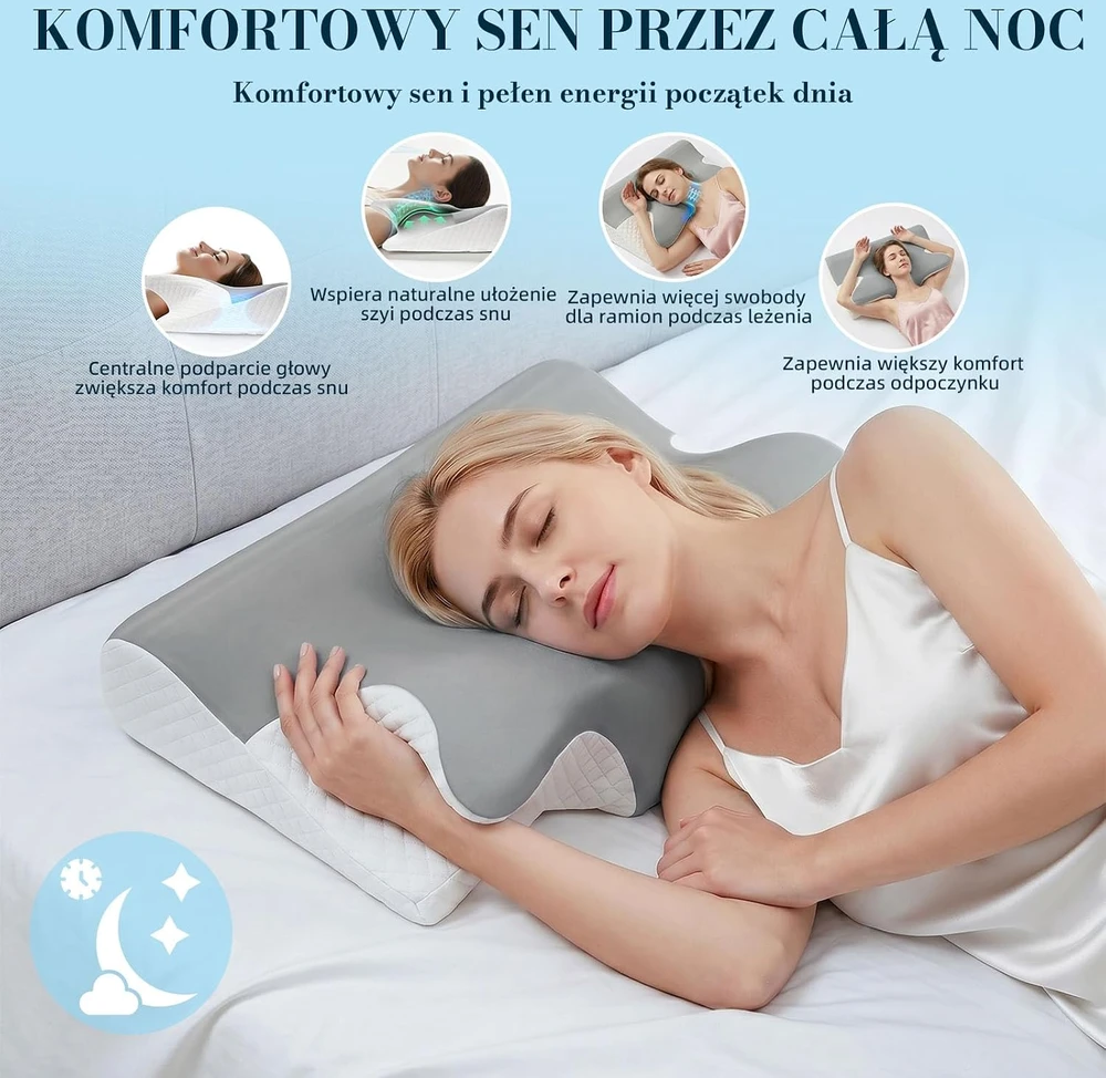 Honfay ergonominė atminties putų kaklo pagalvė 60,1 x 42,1 x 14,1 cm, modelis 364