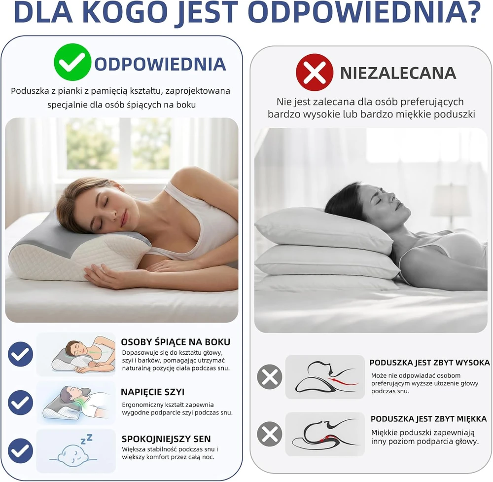 Honfay ergonominė kaklo pagalvė iš atminties putų, 60 × 42 × 14 cm, modelis 363