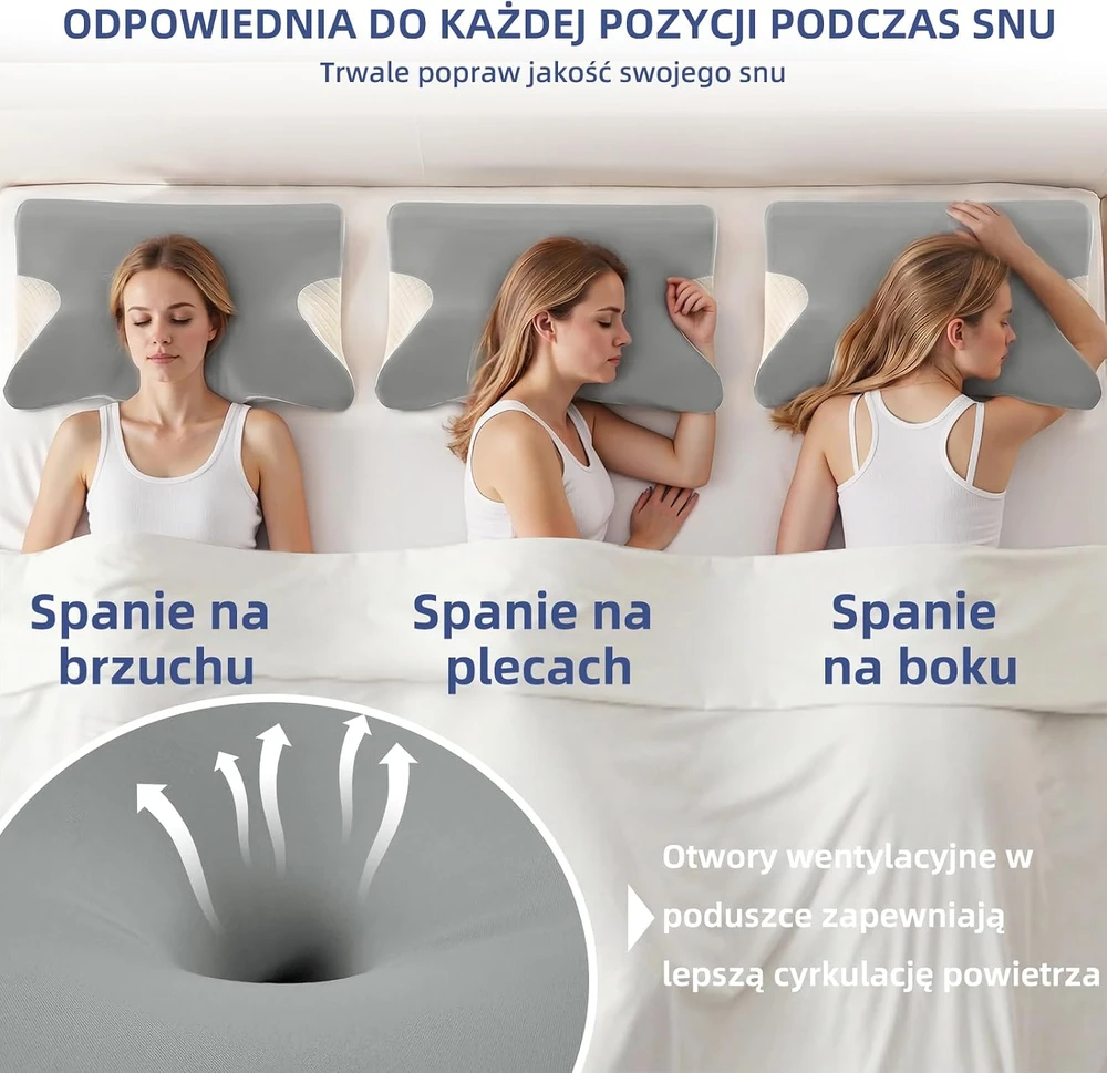 Honfay ergonominė kaklo pagalvė iš atminties putų, 60 × 42 × 14 cm, modelis 363