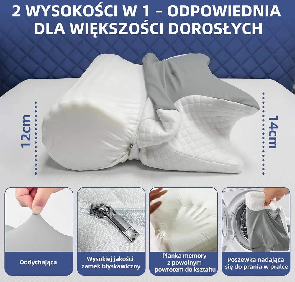 Honfay ergonominė kaklo pagalvė iš atminties putų, 60 × 42 × 14 cm, modelis 363