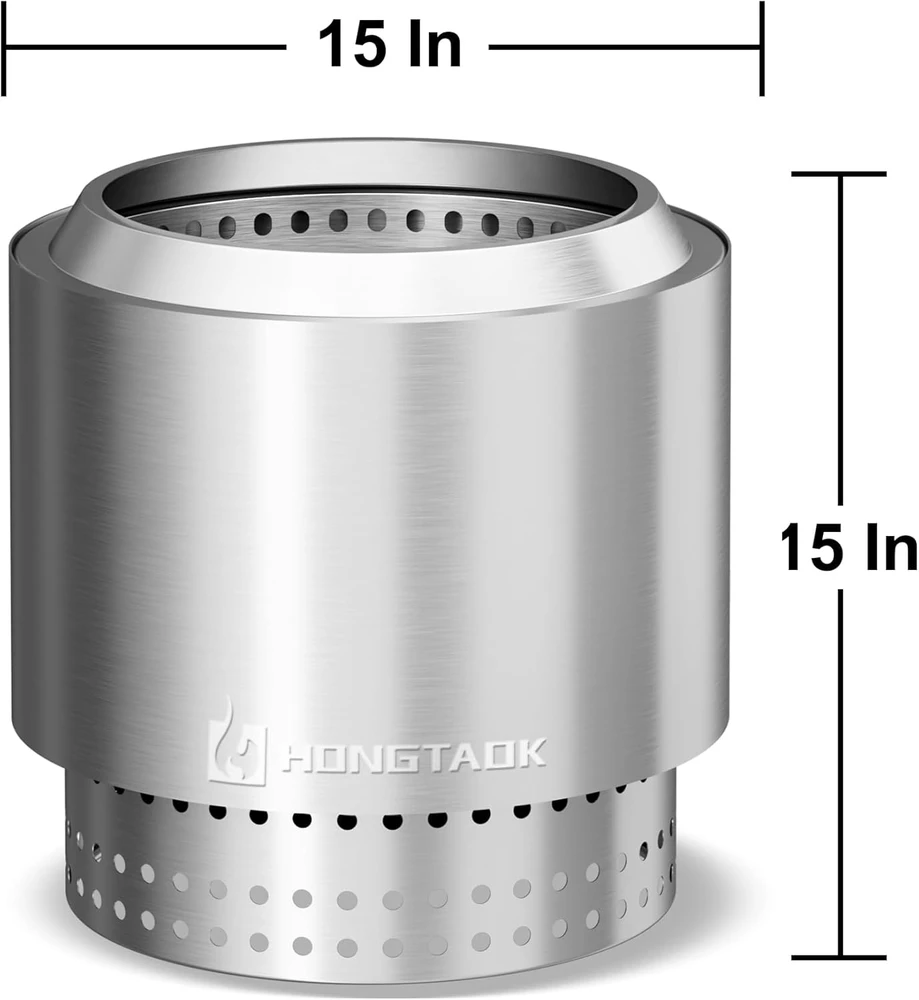 HongTaok nešiojama laužavietė malkoms, 38 cm, su išimamu pelenų dėklu HTK-HL15