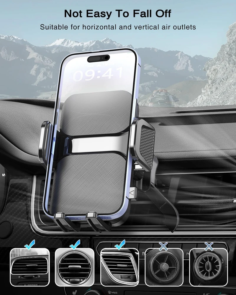 Hoppac automobilinis telefono laikiklis ventiliacijos grotelėms, 4–7 col., 360° 774816278891