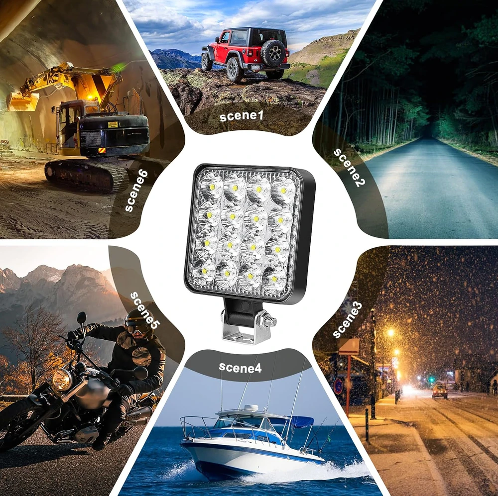 HOSPAOP LED darbo žibintai 12 V 48 W IP67, 2 vnt., HF03-S1