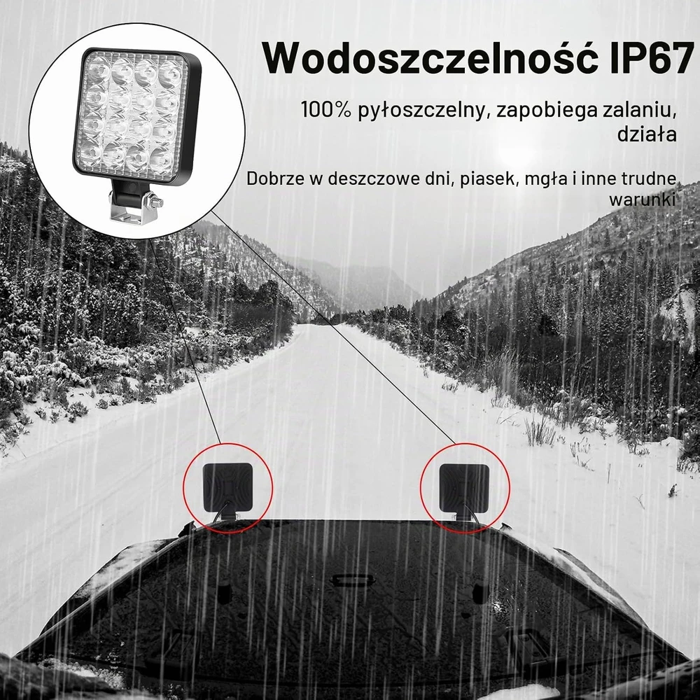 HOSPAOP LED darbo žibintai 12 V 48 W IP67, 2 vnt., HF03-S1