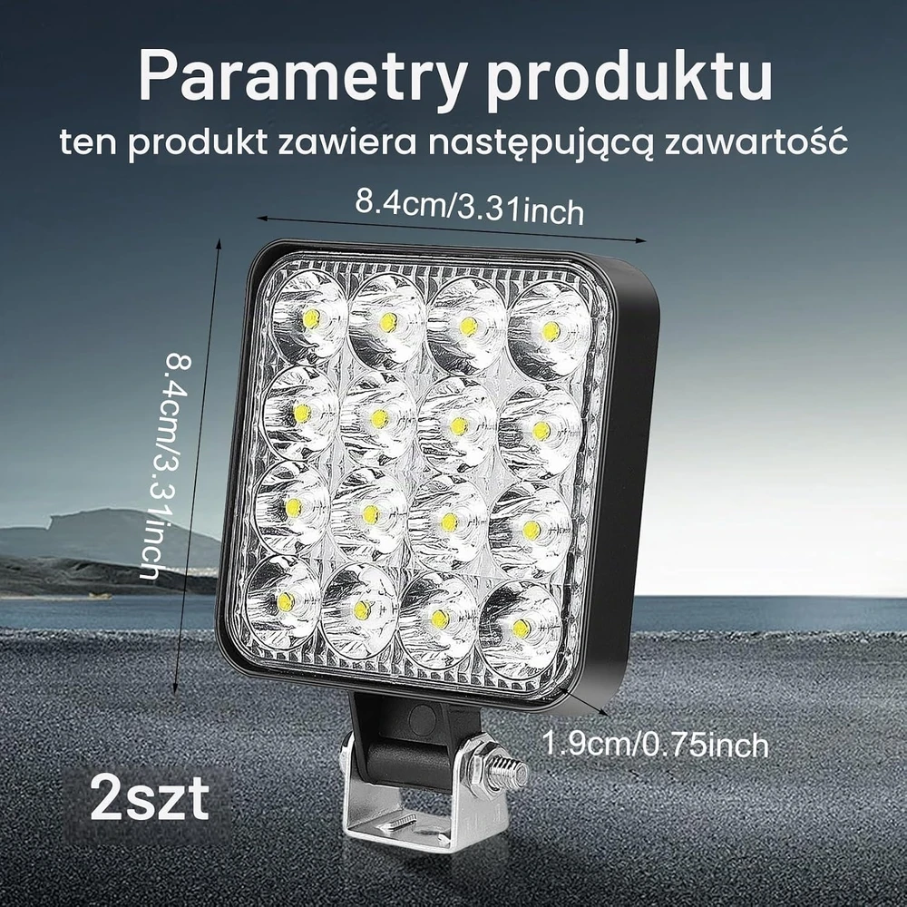 HOSPAOP LED darbo žibintai 12 V 48 W IP67, 2 vnt., HF03-S1