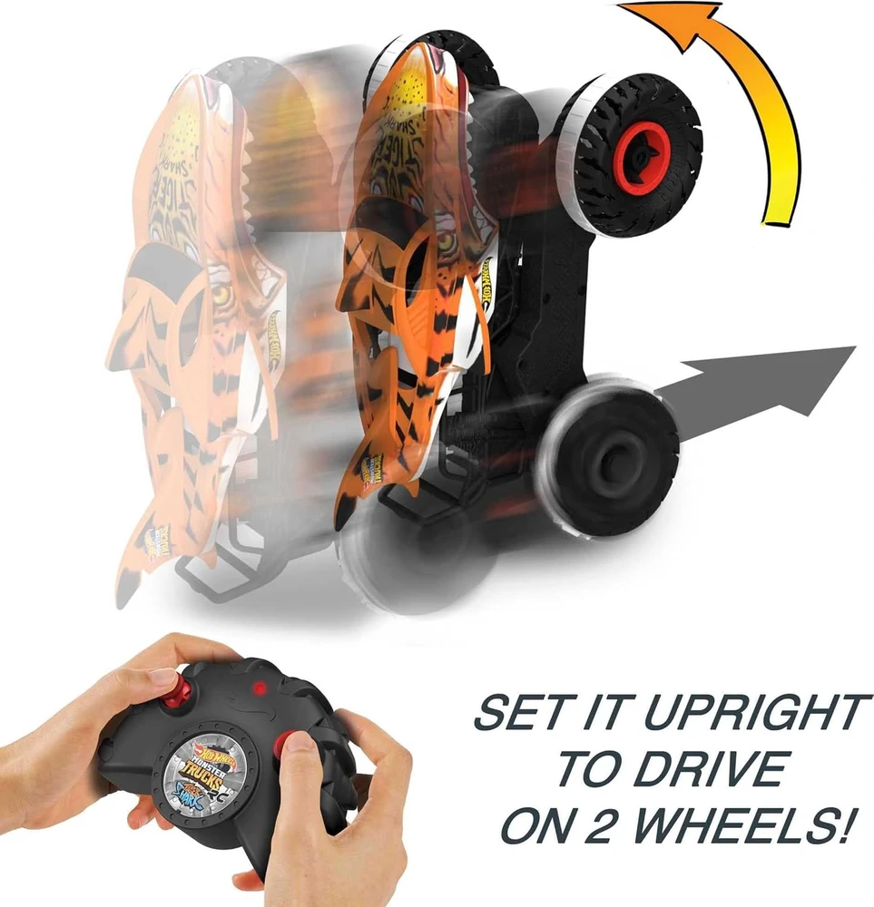 Hot Wheels nuotoliniu būdu valdomas Monster Trucks Tiger Shark automobilis 1:15 HGV87