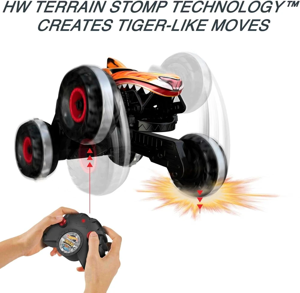 Hot Wheels nuotoliniu būdu valdomas Monster Trucks Tiger Shark automobilis 1:15 HGV87