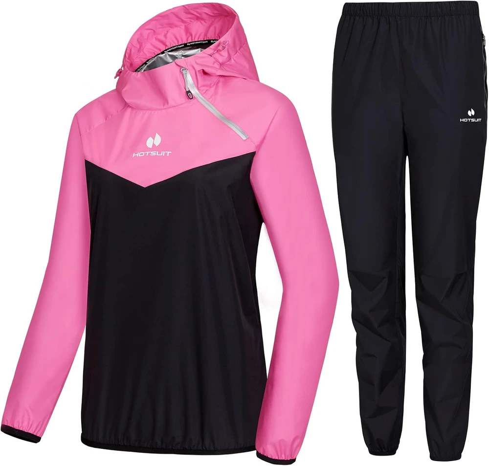 HOTSUIT moteriškas pirties kombinezonas treniruotėms, raudonos rožės spalvos, Sauna suit
