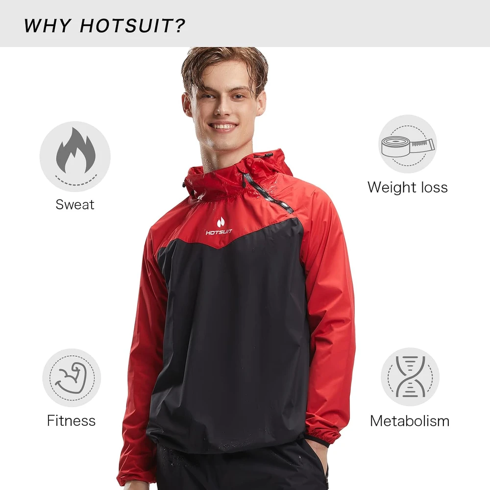 HOTSUIT vyriška saunos striukė sportui, raudona, XXL, 5540904-1-Raudonas-XXL