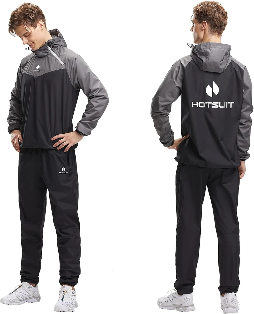 HOTSUIT vyriškas saunos kostiumas treniruotėms su užtrauktuku, pilkas, 4XL, 5540904-GRY-4XL