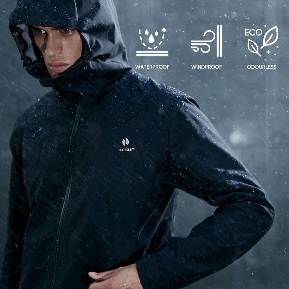 HOTSUIT vyriškas saunos treniruočių kombinezonas iš poliesterio, juodas, M, H1214024-BLK-M