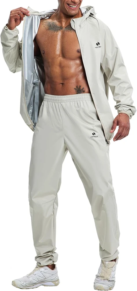 HOTSUIT vyriškas saunos treniruočių kostiumas su užtrauktuku, 5XL, H1214024-GRY-5XL