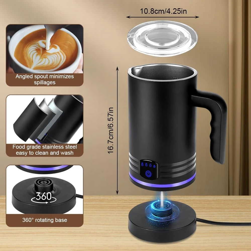 HOTUT elektrinis pieno putų plakiklis 4 režimų, 430 ml, 400 W, modelis 4000880