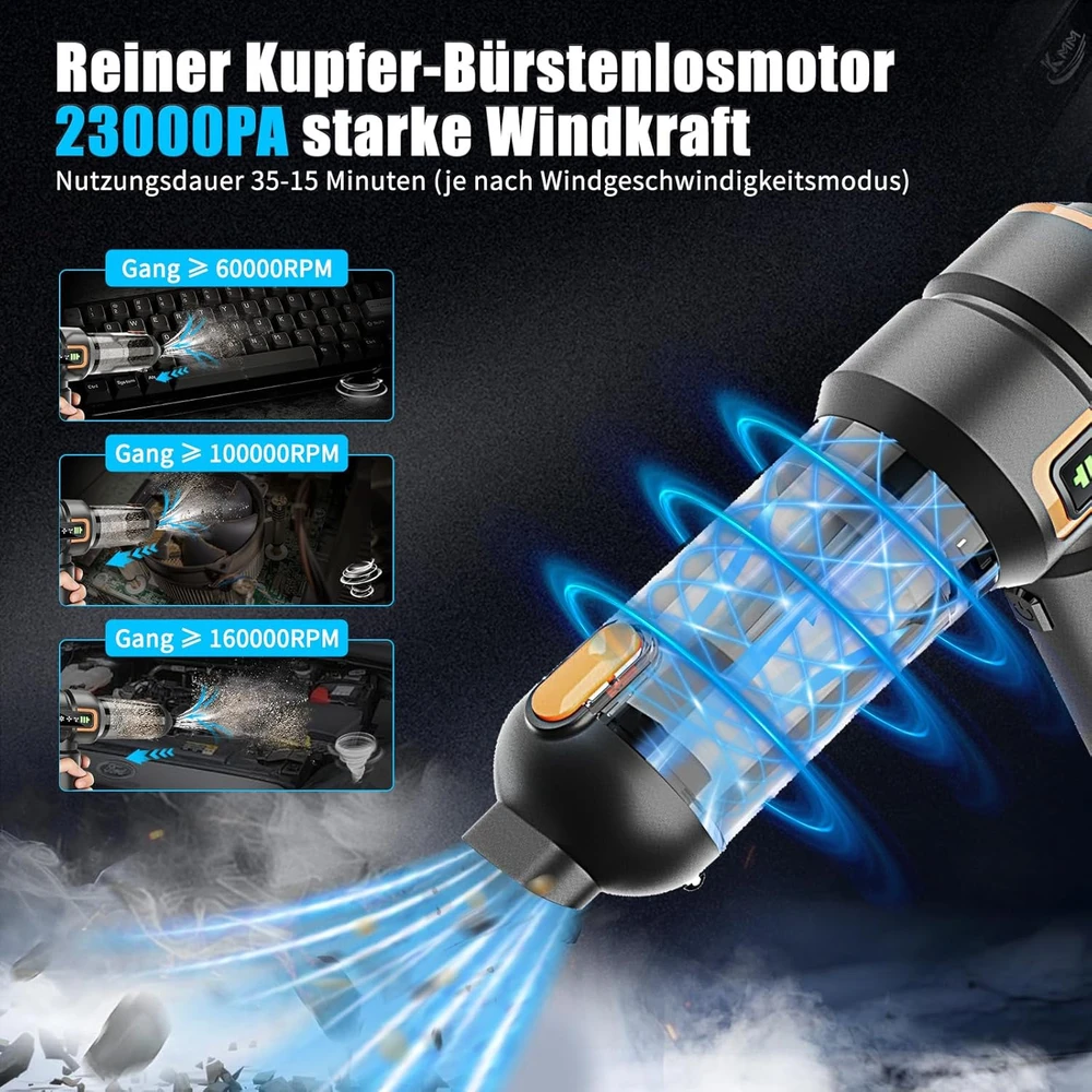 HOVIN belaidis rankinis dulkių siurblys 23000 Pa su HEPA filtru