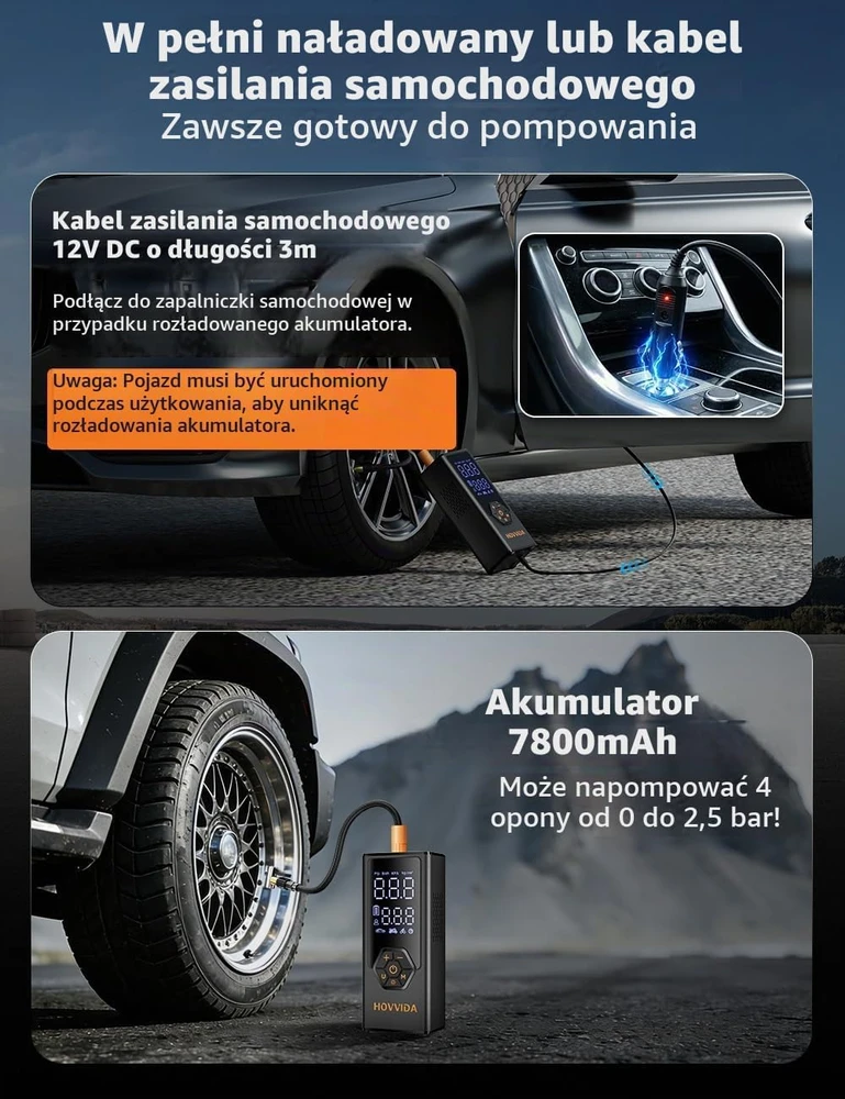 HOVVIDA nešiojamas automobilinis oro kompresorius 12 V 150 PSI 40 l/min AM41J3
