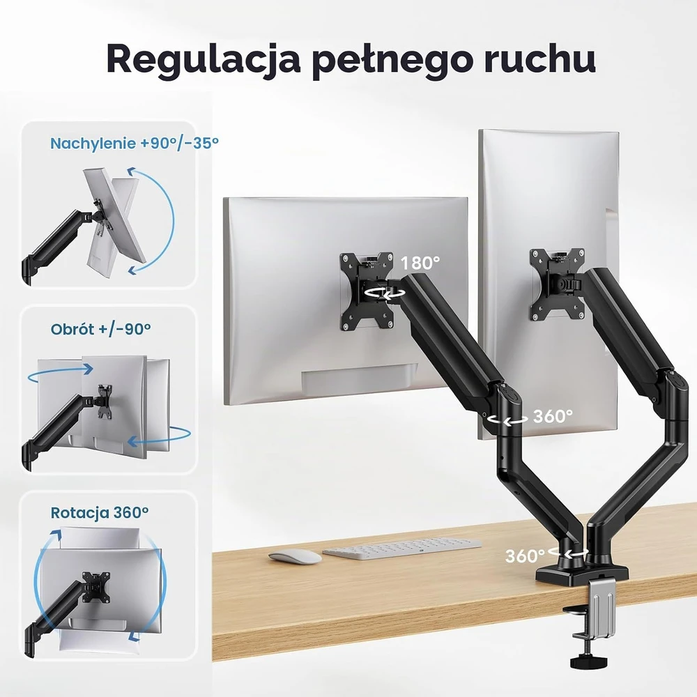HUANUO dvigubas monitorių laikiklis 17–32 col. VESA 75/100 mm HNDS18