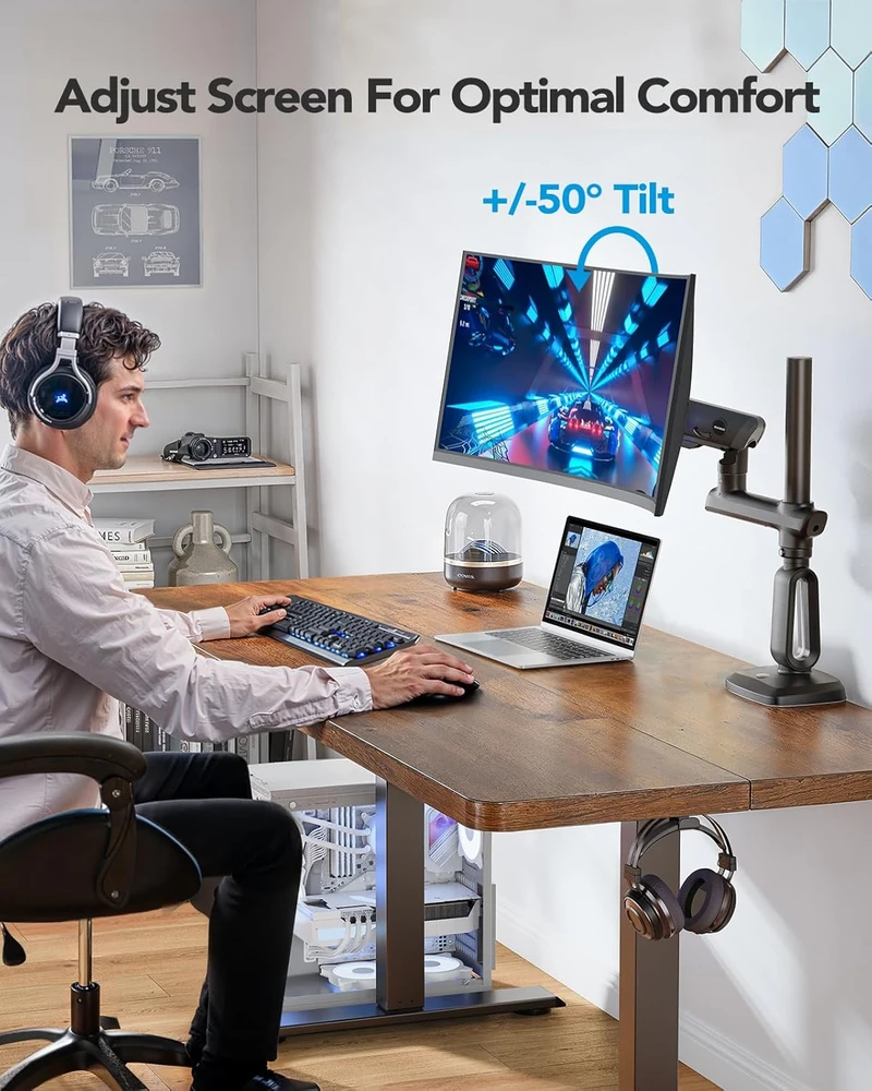 HUANUO monitoriaus laikiklis 17–49 colių, iki 18 kg, VESA 100 × 100 mm, HNSS49B