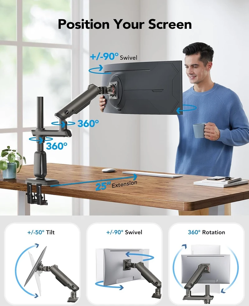 HUANUO monitoriaus laikiklis 17–49 colių, iki 18 kg, VESA 100 × 100 mm, HNSS49B