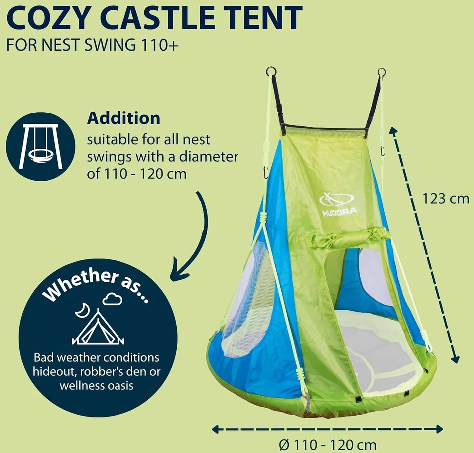 HUDORA Cosy Castle sūpynių palapinės uždangalas 90 ir 110/120, mėlynas/citrininis, 72154