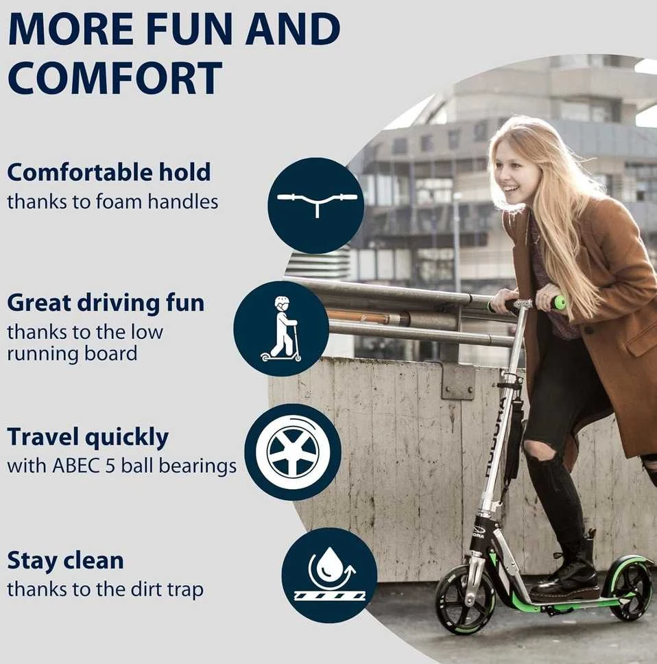 HUDORA paspirtukas BigWheel 205, aliuminio rėmas, reguliuojamas vairas, iki 100 kg