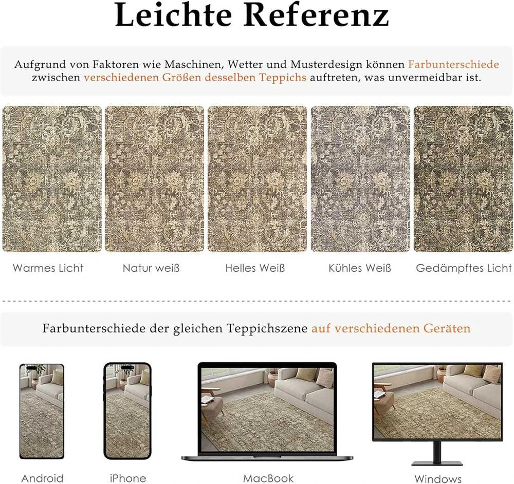 HUGEAR kilimas 150 × 210 cm, polipropilenas, neslystantis, skalbiamas, žemas plaukas, rudas, X23IU0027