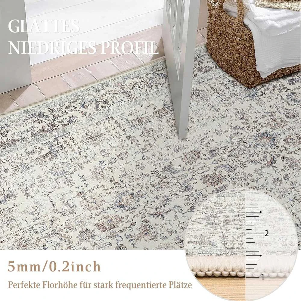 HUGEAR vintažinio stiliaus kilimas, polipropilenas, 150 × 210 cm, neslystantis, skalbiamas, X23IU0027