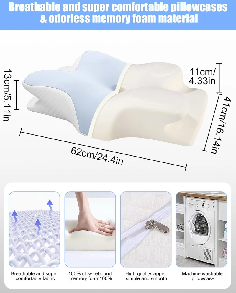 Huifoo ergonominė kaklo pagalvė, atminties putos, 62 × 41 × 13 cm, 02zt