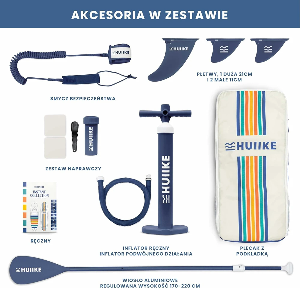 HUIIKE pripučiama SUP irklentė su priedais, 305 x 84 x 15 cm, PVC, maksimali apkrova 130 kg, Vivid Instant - Essential