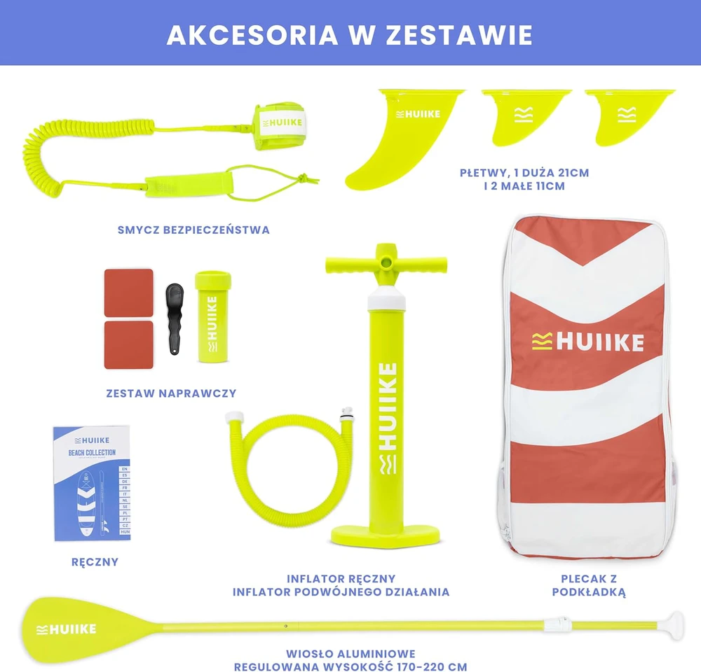 HUIIKE pripučiama SUP lenta su aksesuarais, 305x84x15 cm, maksimali apkrova 130 kg