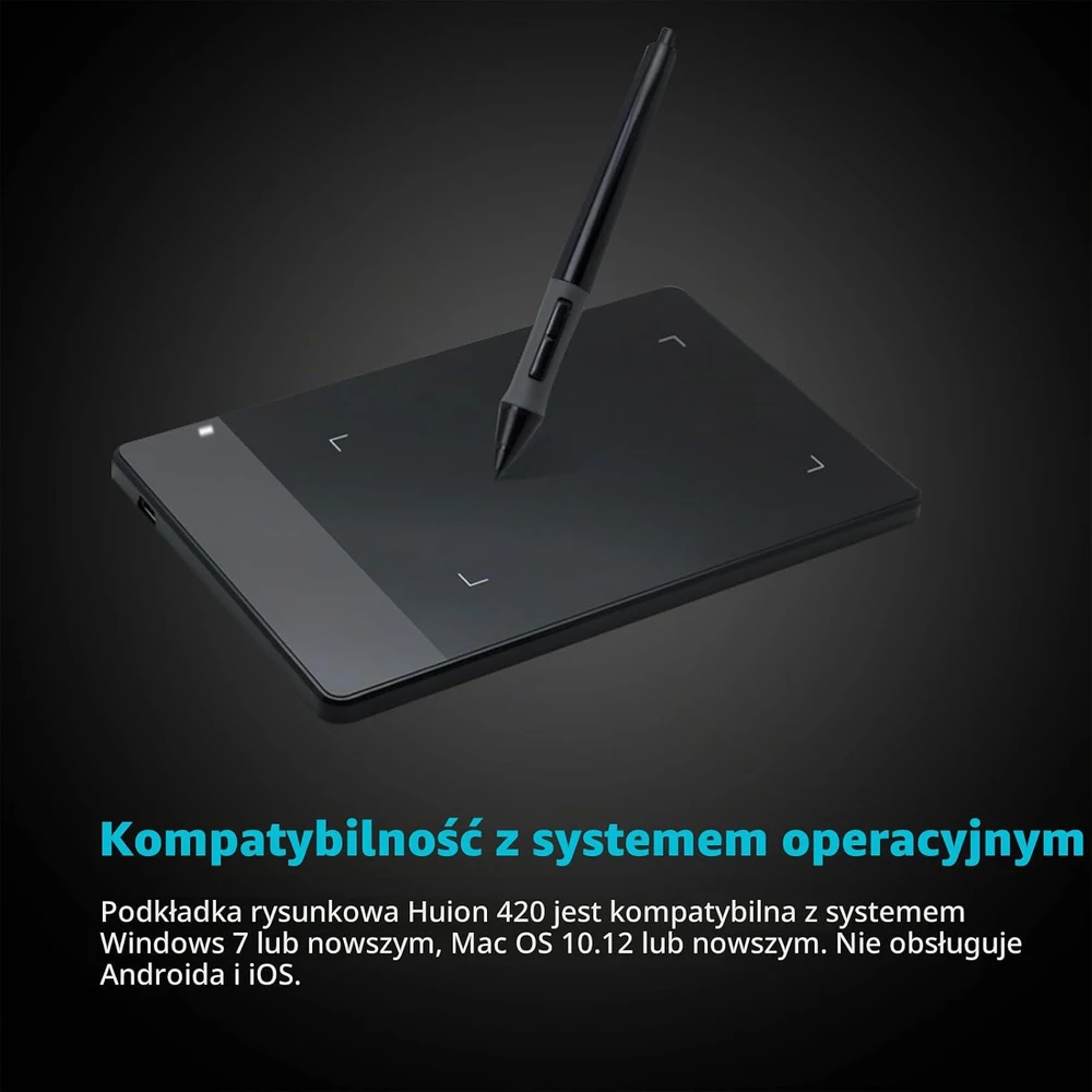 HUION 420 grafinė planšetė su USB jungtimi, 4000 LPI ir 2048 spaudimo lygiais