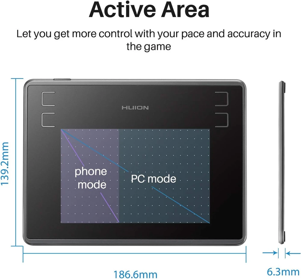 HUION grafinė planšetė H430P su baterijų nereikalaujančiu rašikliu, 4096 slėgio lygių