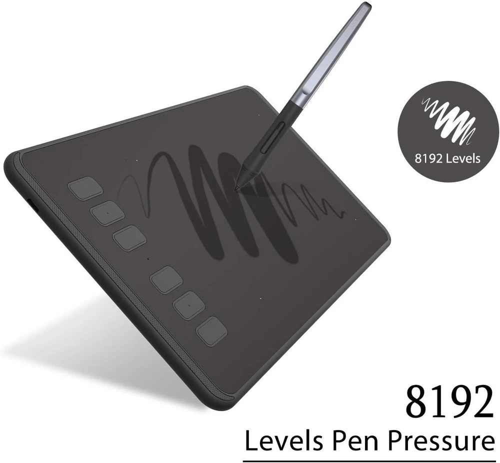 HUION grafinė planšetė H640P-OTG su 8192 lygių slėgio jautrumu ir 6 programuojamais mygtukais
