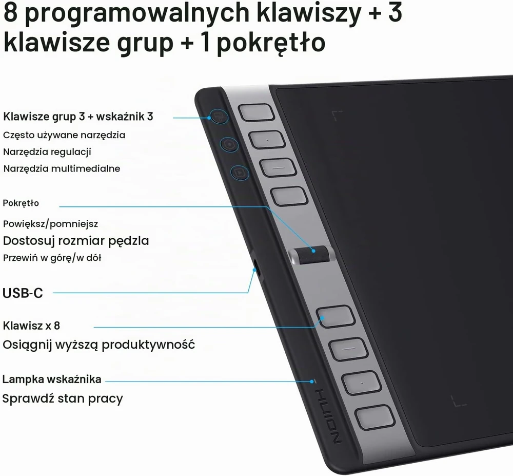 Huion Grafikos Planšetė - Inspiroy 2L, Juodas