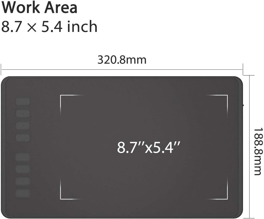 HUION grafinė planšetė Inspiroy H950P 9 x 5 col., 8192 slėgio lygių, USB
