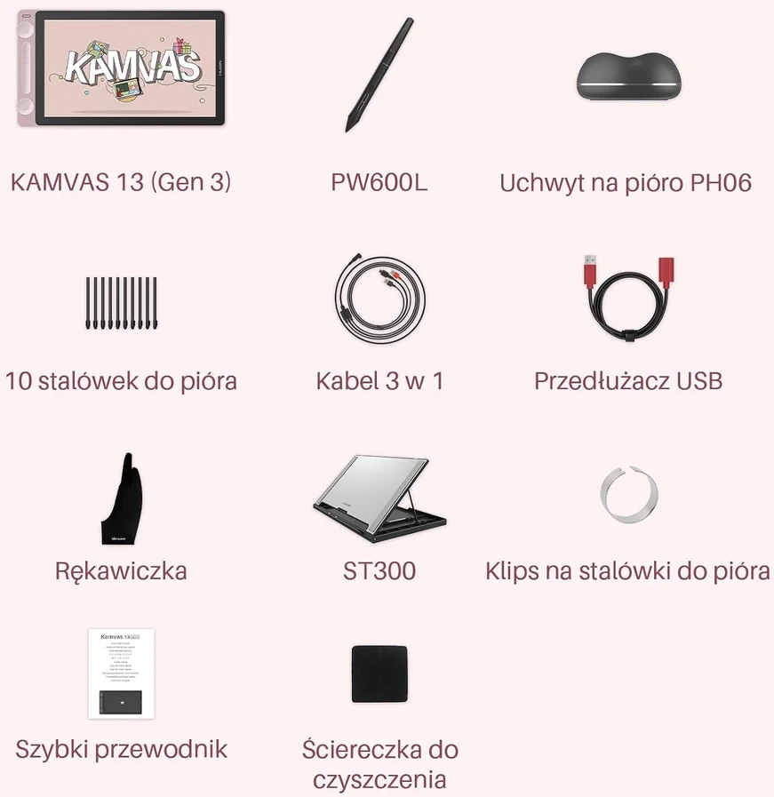 HUION grafinė planšetė su ekranu Kamvas 13 Gen 3, 13,3 col., 16384 slėgio lygių