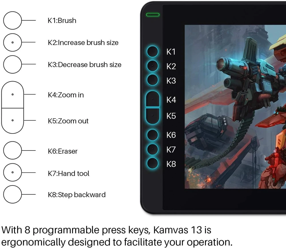 HUION grafinis ekranas Kamvas 13, 13,3 col. Full HD, 8192 slėgio lygių