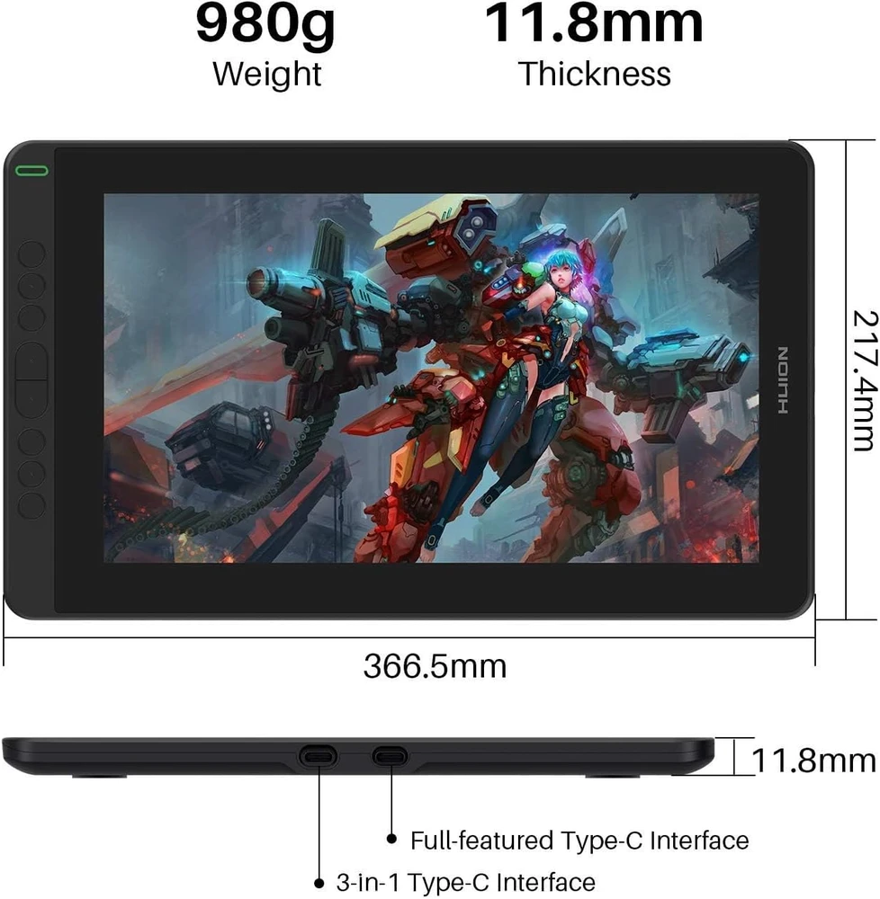 HUION grafinis ekranas Kamvas 13, 13,3 col. Full HD, 8192 slėgio lygių