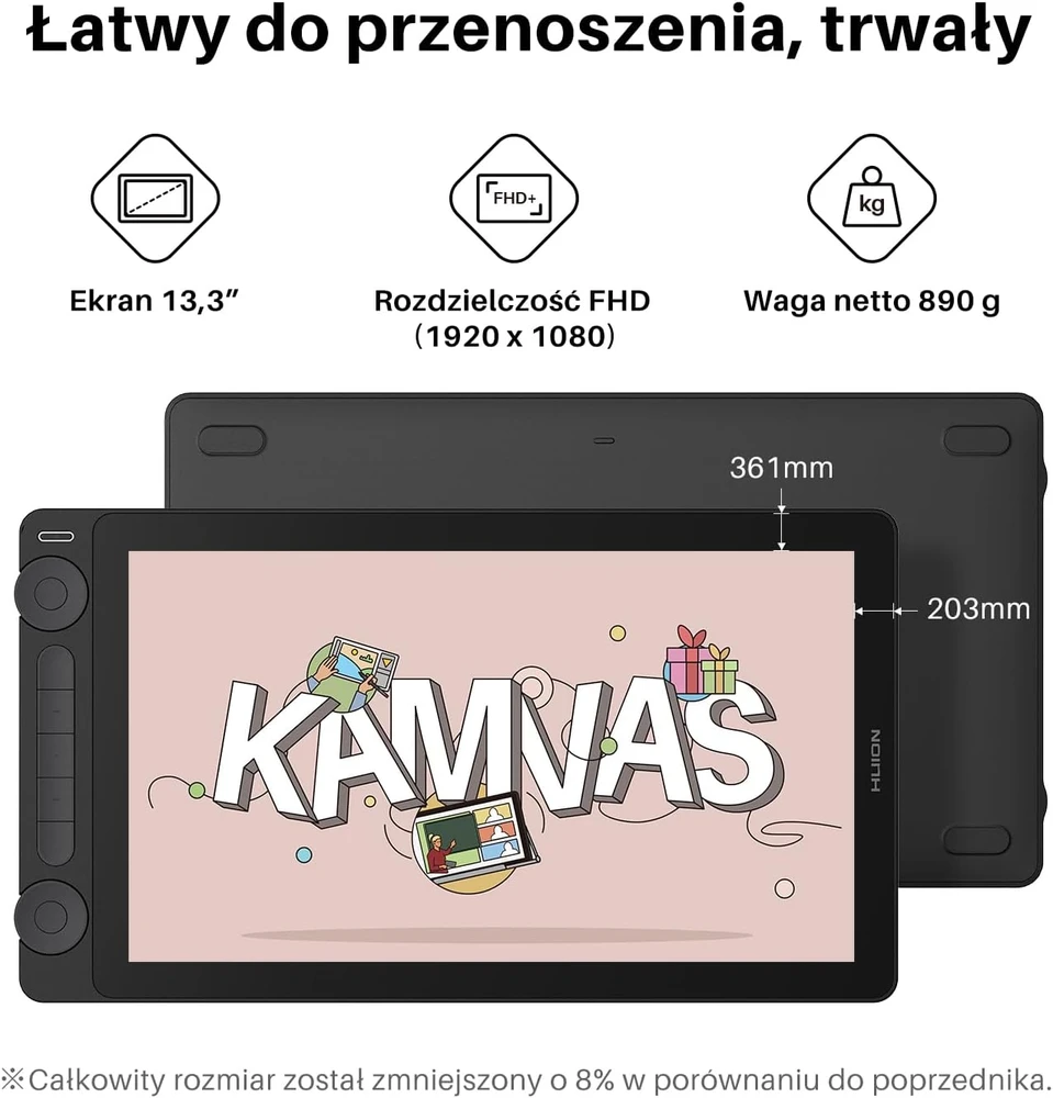 HUION grafinis planšetinis monitorius Kamvas 13 Gen3, 13.3 col., 1920 x 1080, PenTech 4.0