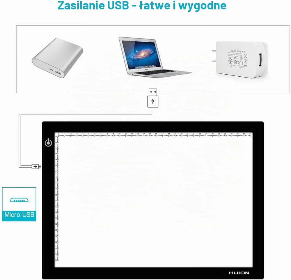 HUION LED piešimo švieslentė 31 x 21 cm su USB maitinimu ir reguliuojamu ryškumu L4S