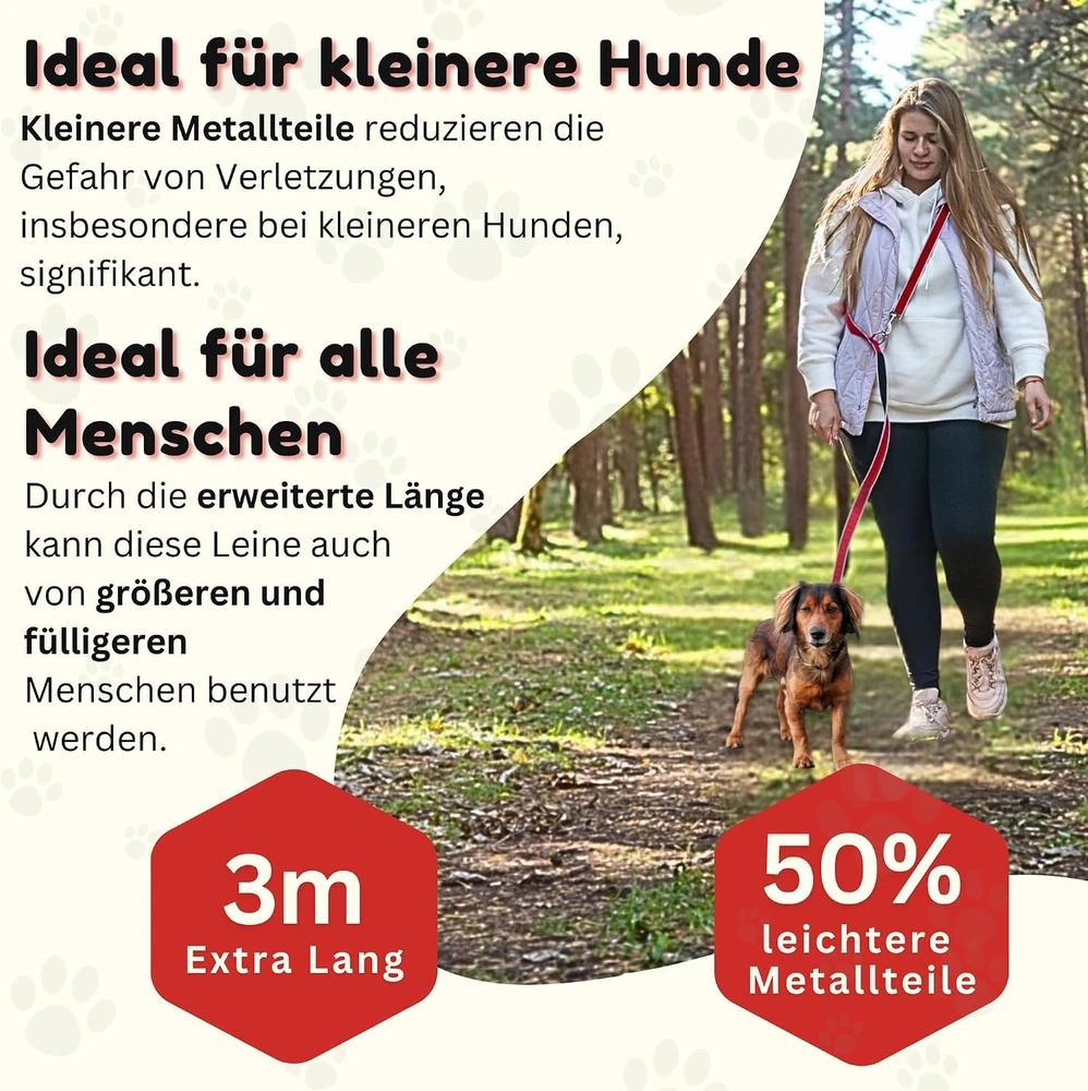 Hundefreund daugiafunkcis šuns pavadėlis 6 viename, reguliuojamas 1,2–3 m