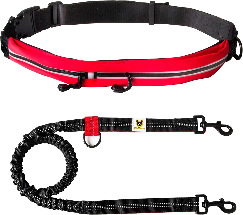 Hundefreund laisvų rankų šuns pavadėlis su juosmens diržu, elastingas 120–180 cm